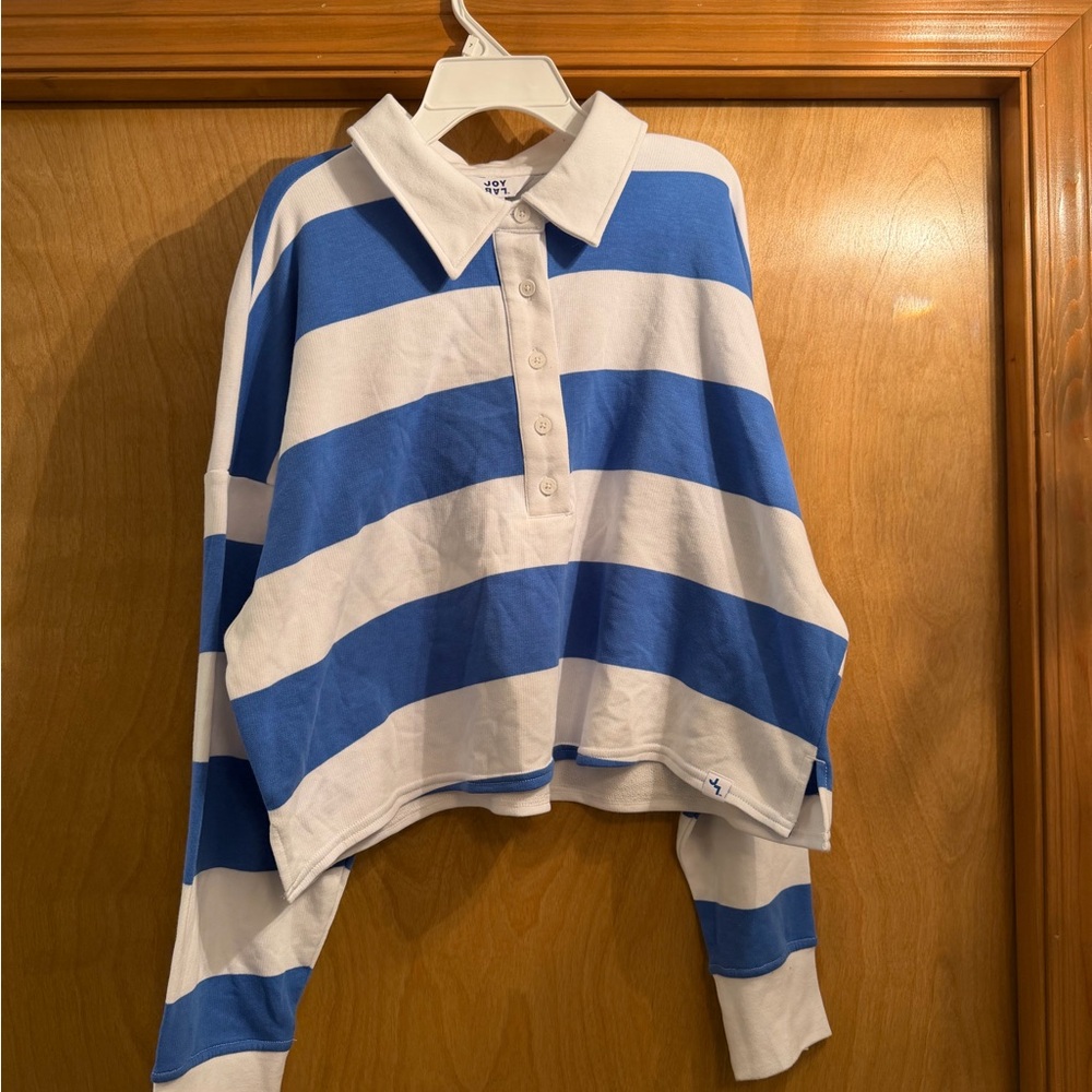 JoyLab Blue and White Striped Long Sleeve Top